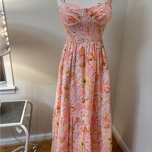 HUTCH Iris Watercolor Tulips Floral Maxi Dress S